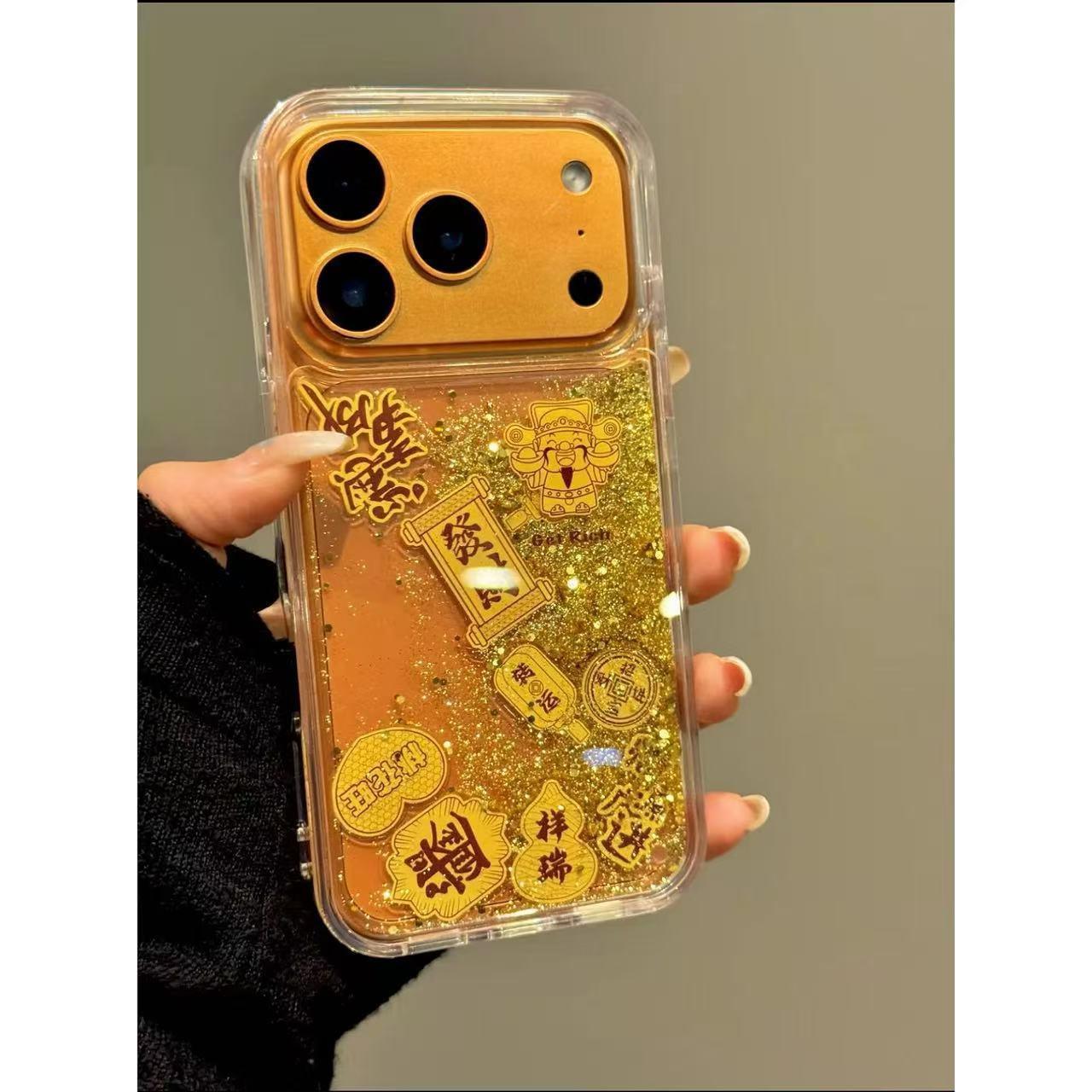 $9.9 Includes All Fees- Letitdao Wealth Flow Guardian Case Golden Sand & Foil Design Universal Fit Abundance Energy Protection for iPhone