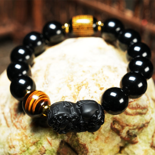 Letlt Dao FengShui PiXiu Obsidian Wealth Bracelet