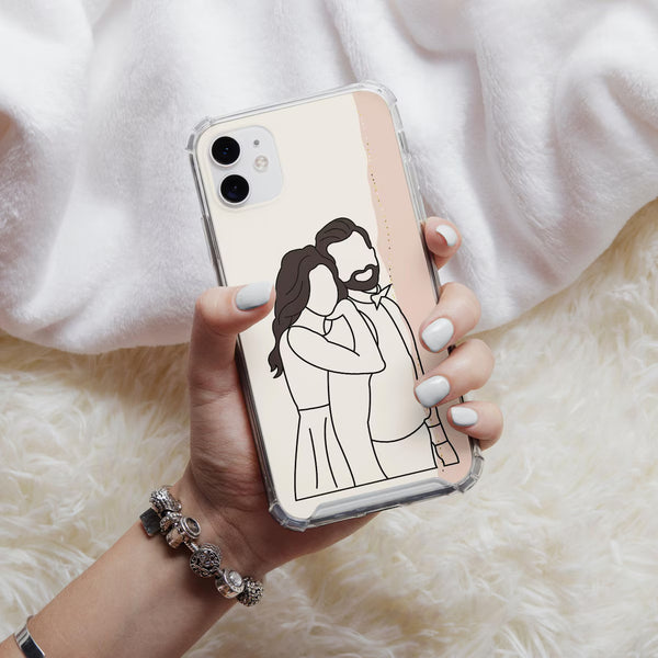 $9.9 Includes All Fees- Letitdao Couple Line Art Phone Case Faceless Case Couple Illustration Matching Couple Case