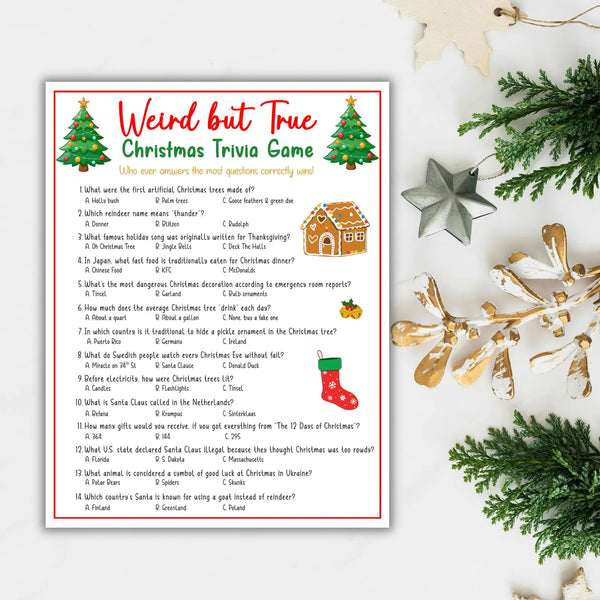 Letitdao Fun Facts Christmas Trivia Game Friendsmas Game Kids Winter Class Party Games Office Icebreaker Games Christmas Party Weird But True Trivia