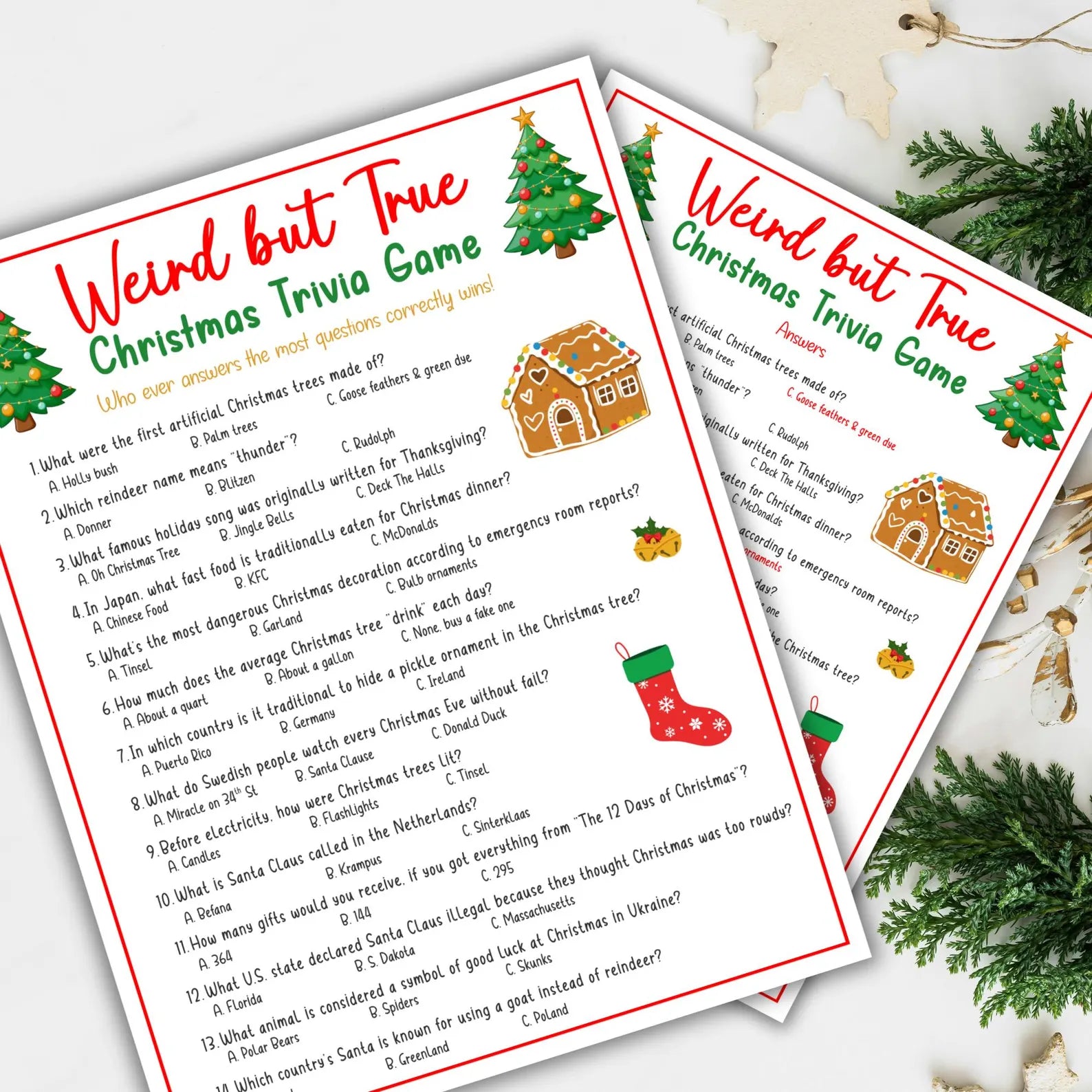 Letitdao Fun Facts Christmas Trivia Game Friendsmas Game Kids Winter Class Party Games Office Icebreaker Games Christmas Party Weird But True Trivia